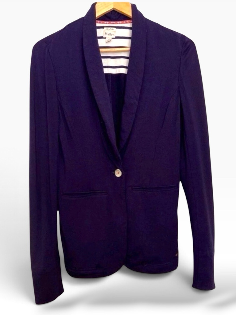 Hatley blazer perfect fit jersey cardigan blue purple small button front